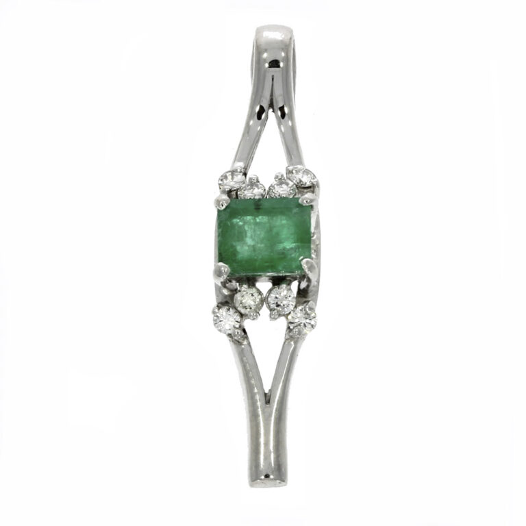 Reporpusing of Ring into Pendant - 18ct white, Emerald, Diamonds