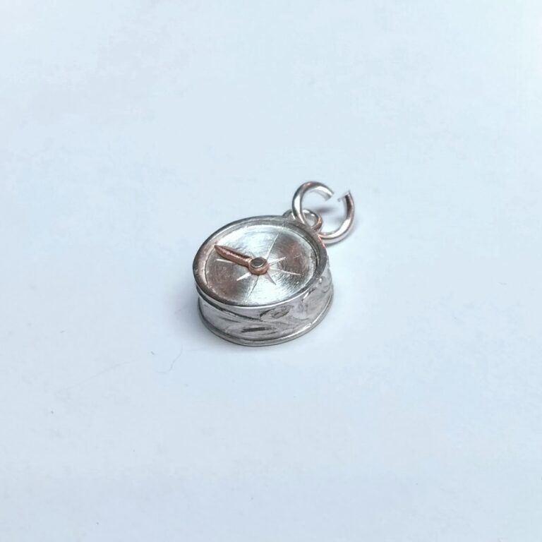 Handmade Compass Charm - Silver and Copper