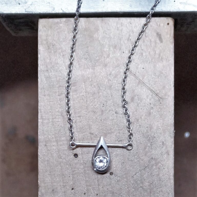 Rub-over pendant - Silver and Cubic Zirconia